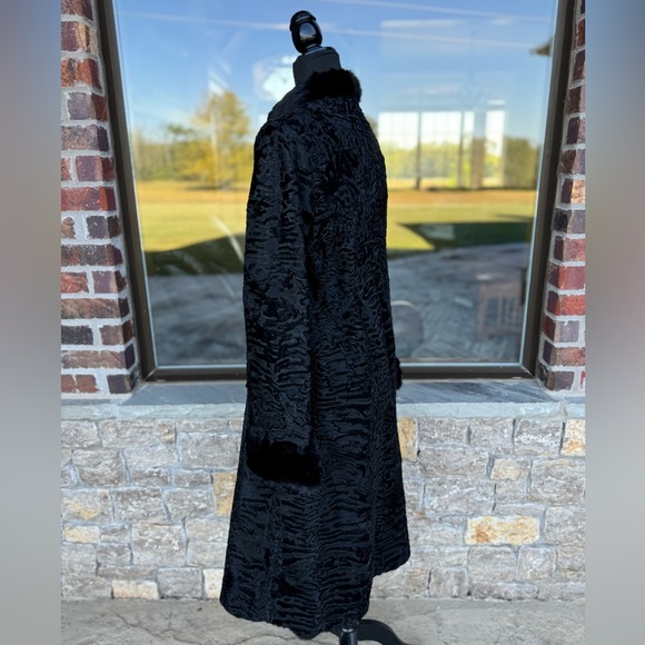 Stunning Midnight Black Persian Broadtail Lambswool Trench Coat Women’s XS/S - Picture 6 of 13